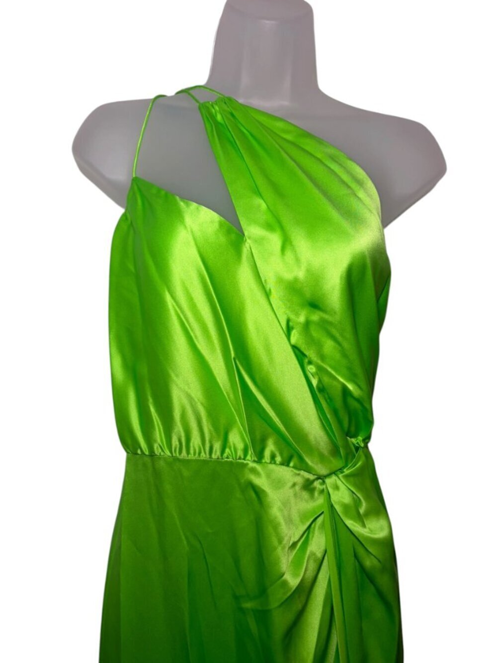 The Sei Silk Knot Dress Parakeet Green One Shoulder NWT Size 10 - Picture 3 of 9